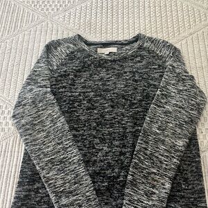 LOFT Women's Black and White Crewneck Sweater